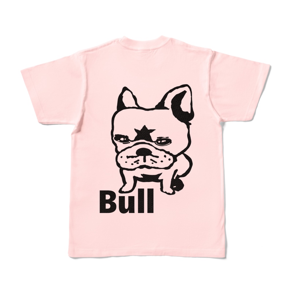バックプリントBull カラーTシャツ　淡色３色
