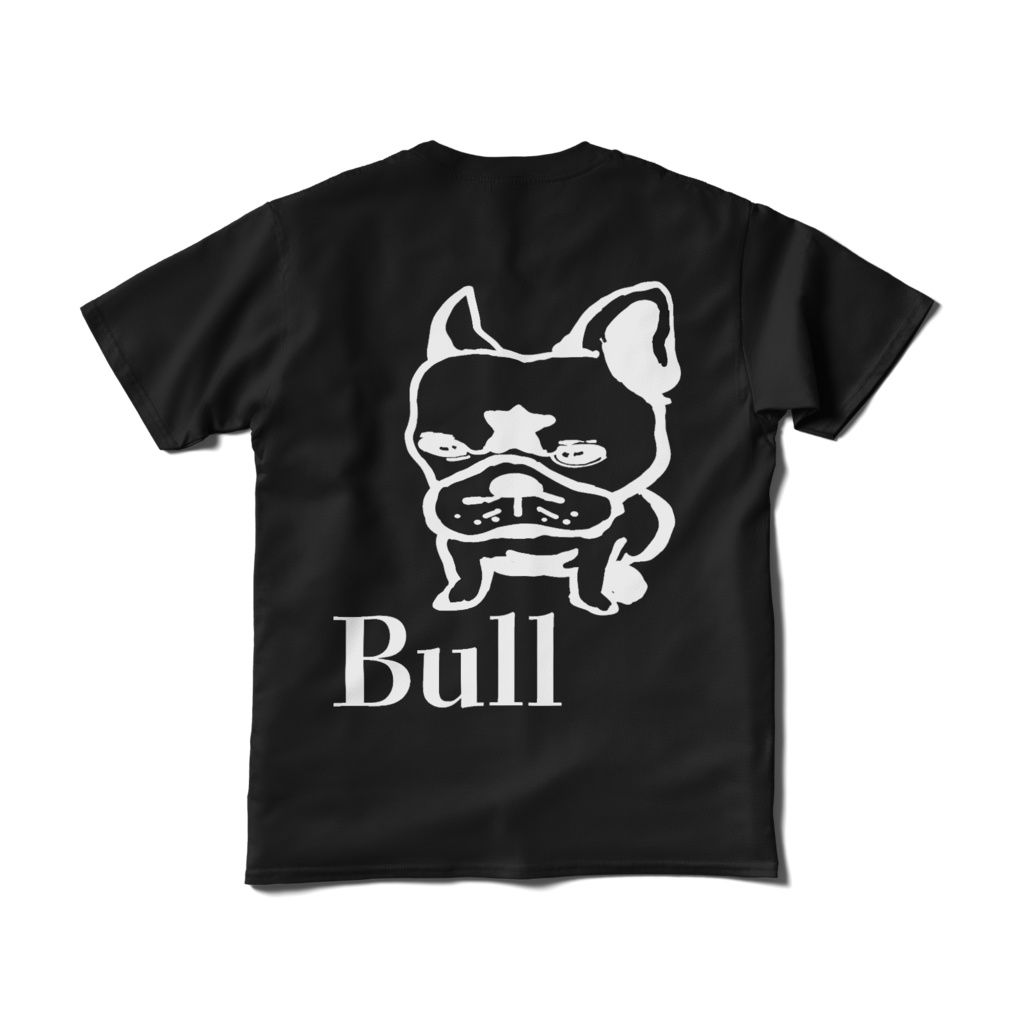 バックプリント2種類メッシュBull胸に小型Bullと胸GEロゴ入り黒Tシャツ