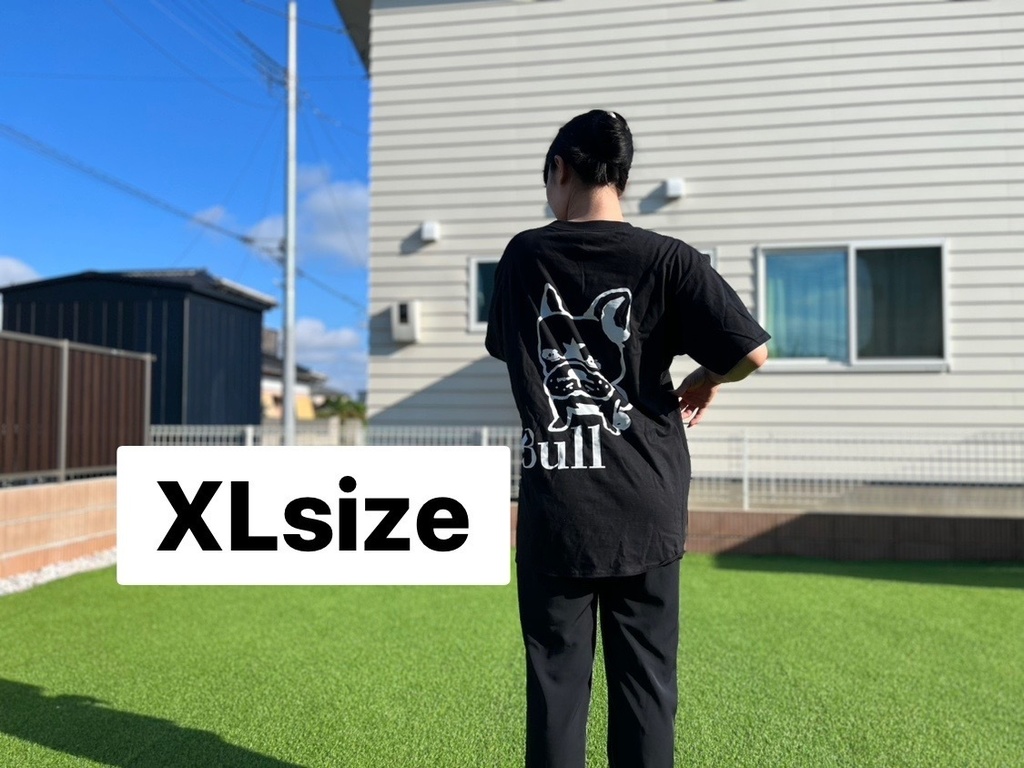 バックプリント2種類メッシュBull胸に小型Bullと胸GEロゴ入り黒Tシャツ
