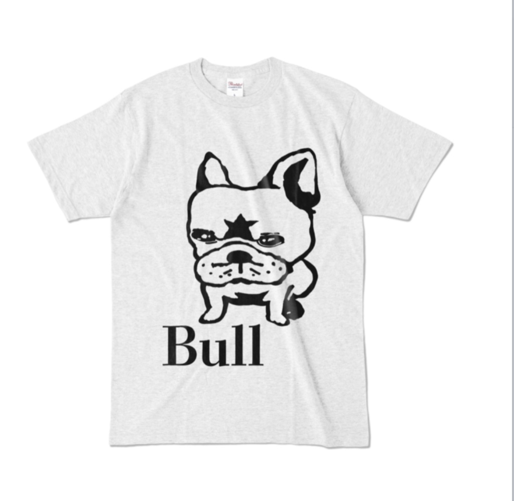 Bullフレブル犬両面ロゴ入りアッシュ、ナチュラルカラーTシャツ2色