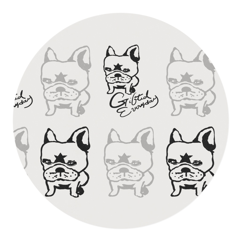 フレンチブルドッグ黒グレー15mmマスキングテープ