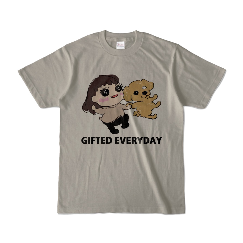 ユーコさんとトイ・プードルワンちゃんの仲良し散歩Tシャツ4種類(前だけ２種類、両面２種類)