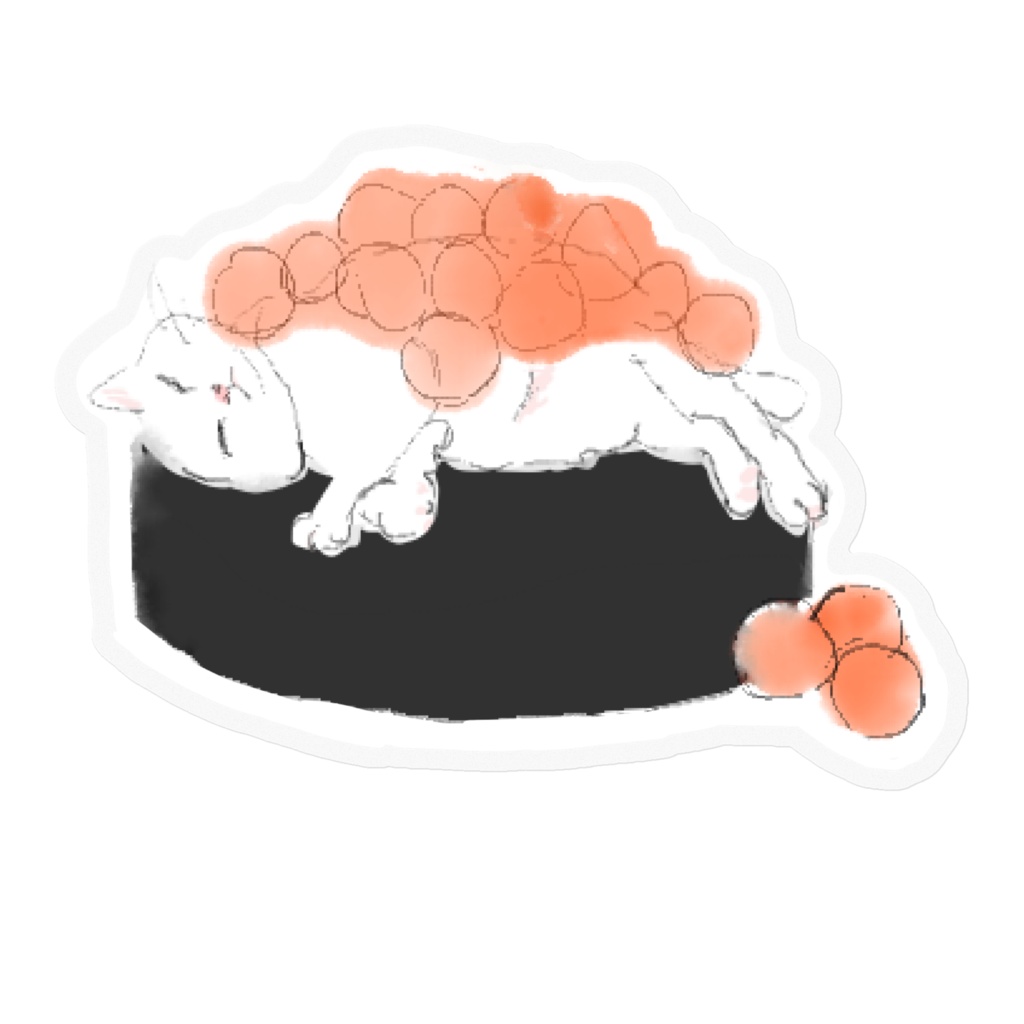 水彩すしねこいくらステッカーエリザベス