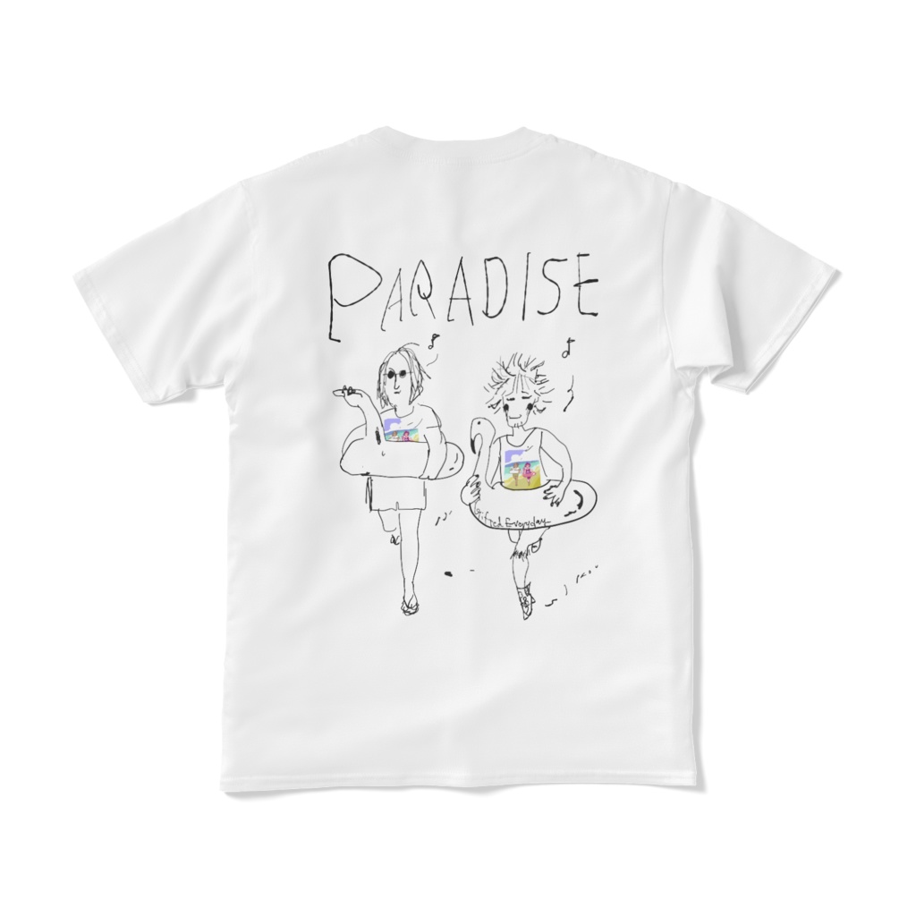 パラダイスおじさん白T両面(短期納品)
