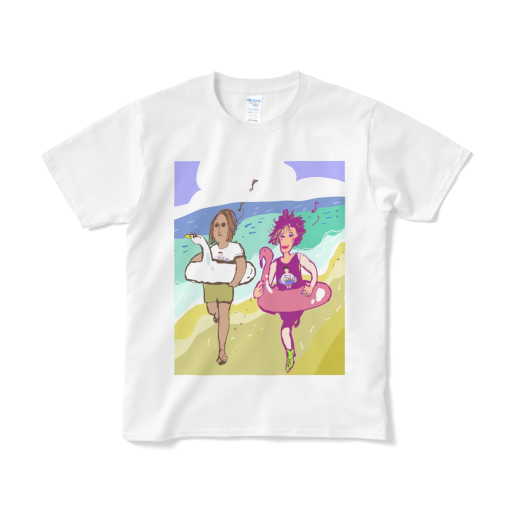 パラダイスおじさん白T両面（短期納品）