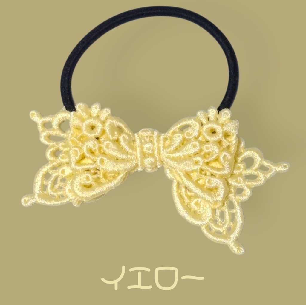 レースリボンヘアゴム　イエロー
