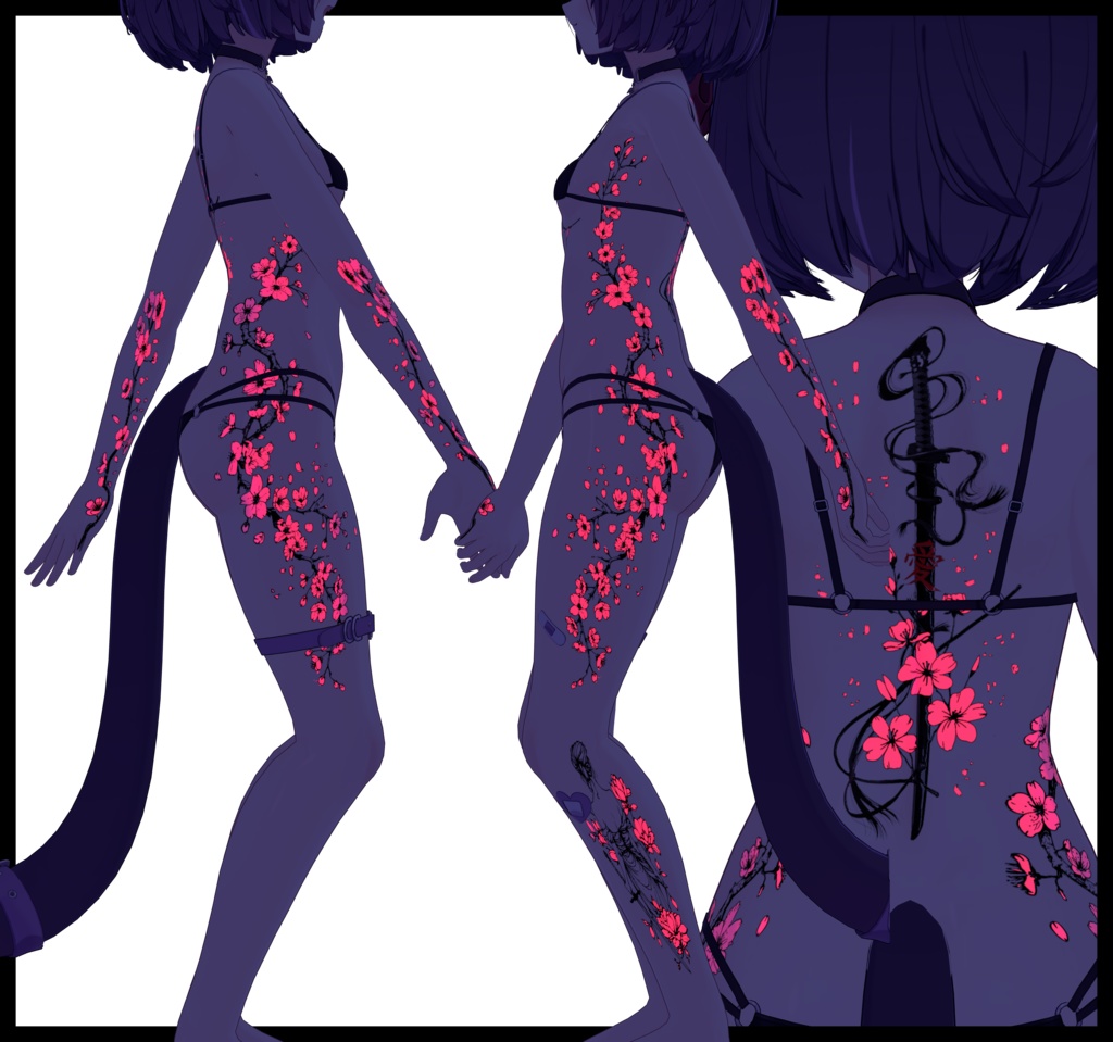 Night Sakura ( 夜桜 )/ tattoo ( タトゥー ) / 4k Textures