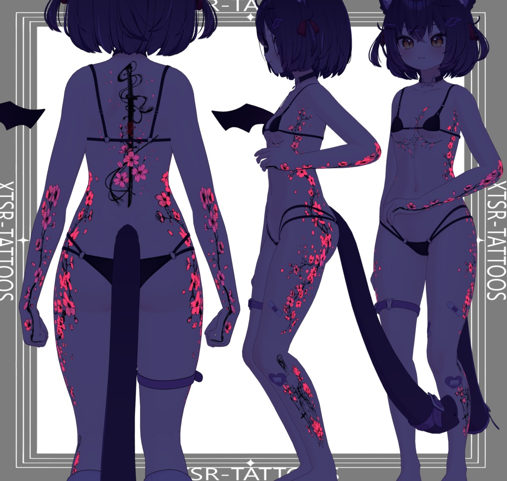 Night Sakura ( 夜桜 )/ tattoo ( タトゥー ) / 4k Textures