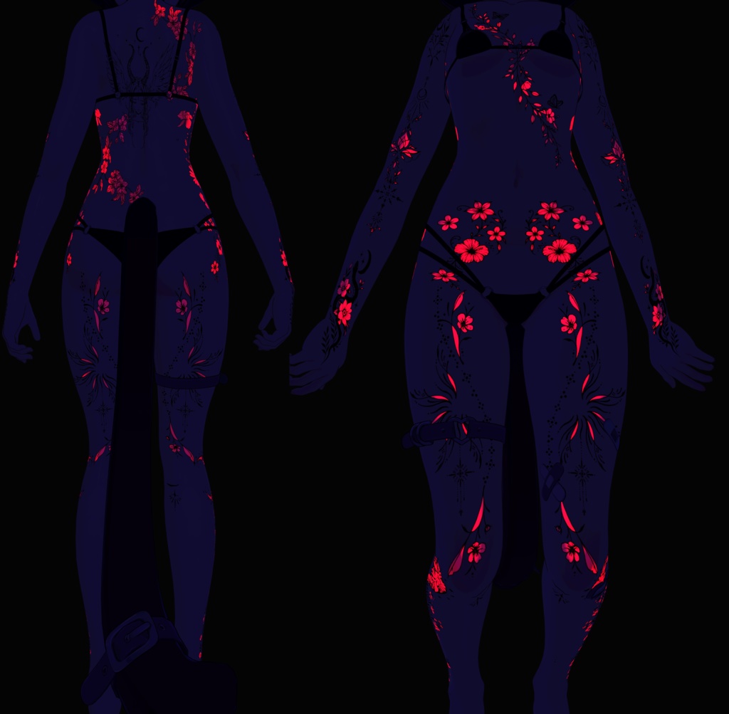 Moonlit Petal Rite ( 月下花儀 )/ tattoo ( タトゥー ) / 4k Textures