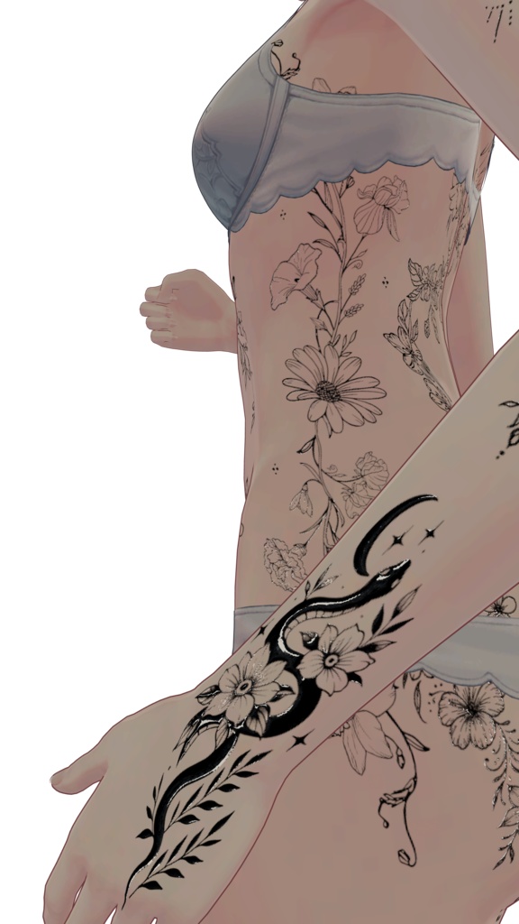 Moonlit Petal Rite ( 月下花儀 )/ tattoo ( タトゥー ) / 4k Textures