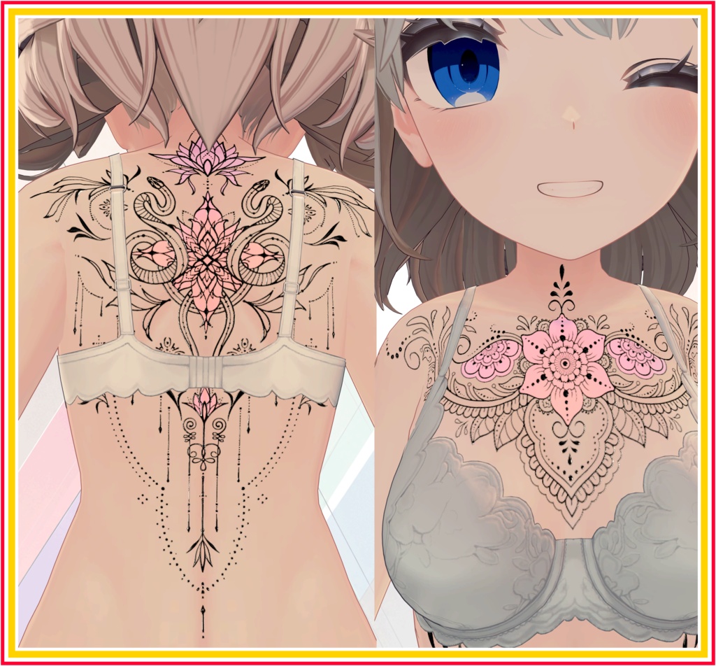 Elegant Neon Lotus Ink ( 優雅なネオン蓮タトゥー )/ tattoo ( タトゥー )