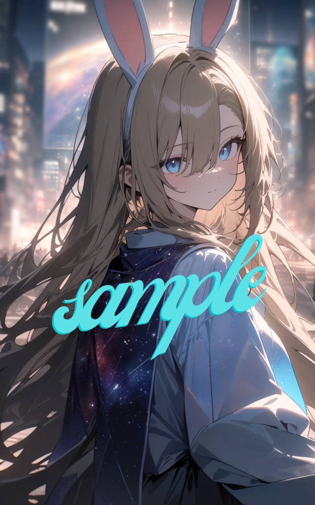 夜空に舞う幻想の彼女 - 都会と星が織りなす美麗なファンタジー