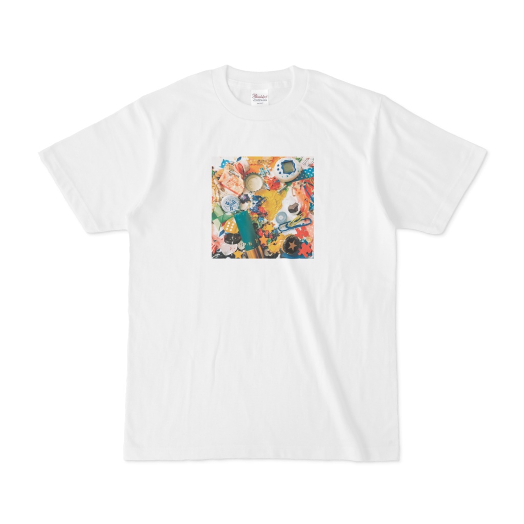 賑やかな抽象画の白Tシャツ