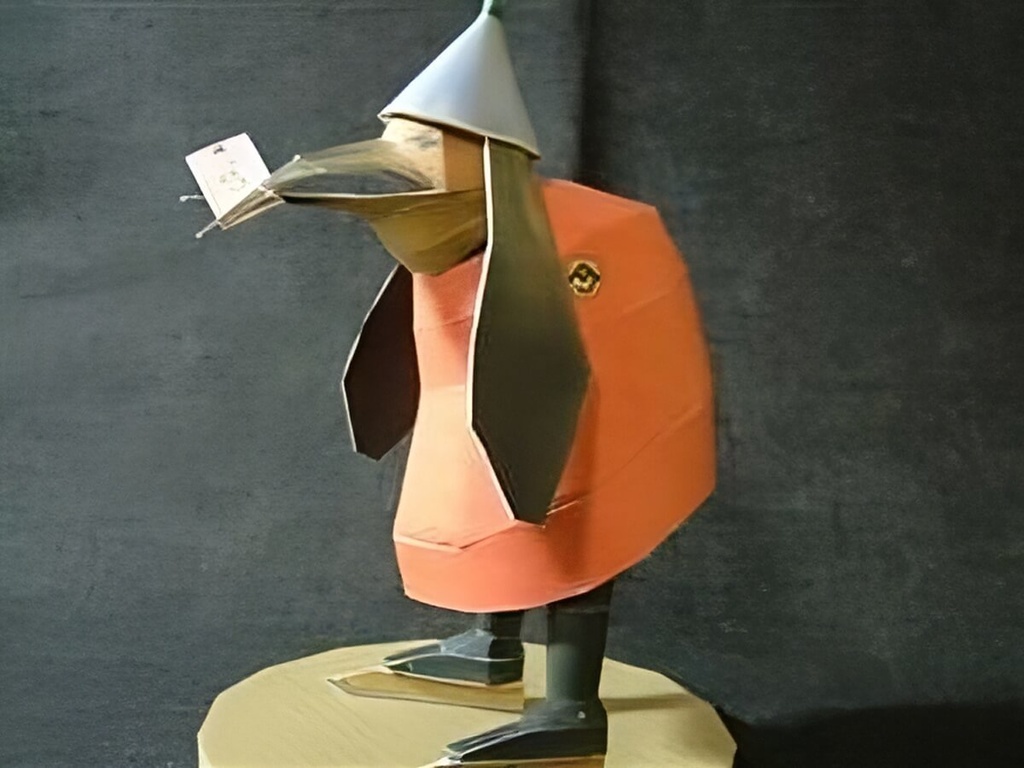 ヒエロニムス・ボッシュ作「手紙を運ぶ鳥」ペーパークラフト展開図データ【pdo】