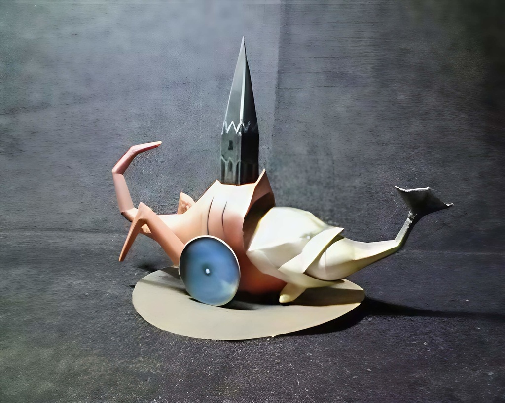 ヒエロニムス・ボッシュ作「塔の魚」ペーパークラフト展開図データ【pdo】