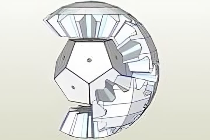 歯車の球体 ペーパークラフト 展開図データ【pdo】