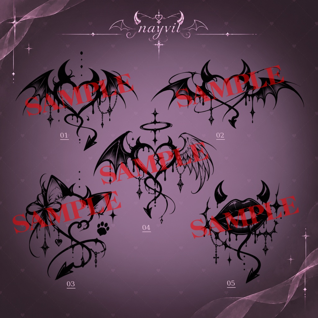 【NAYVIL】Devil Heart Decal Set|透過PNG 全5種