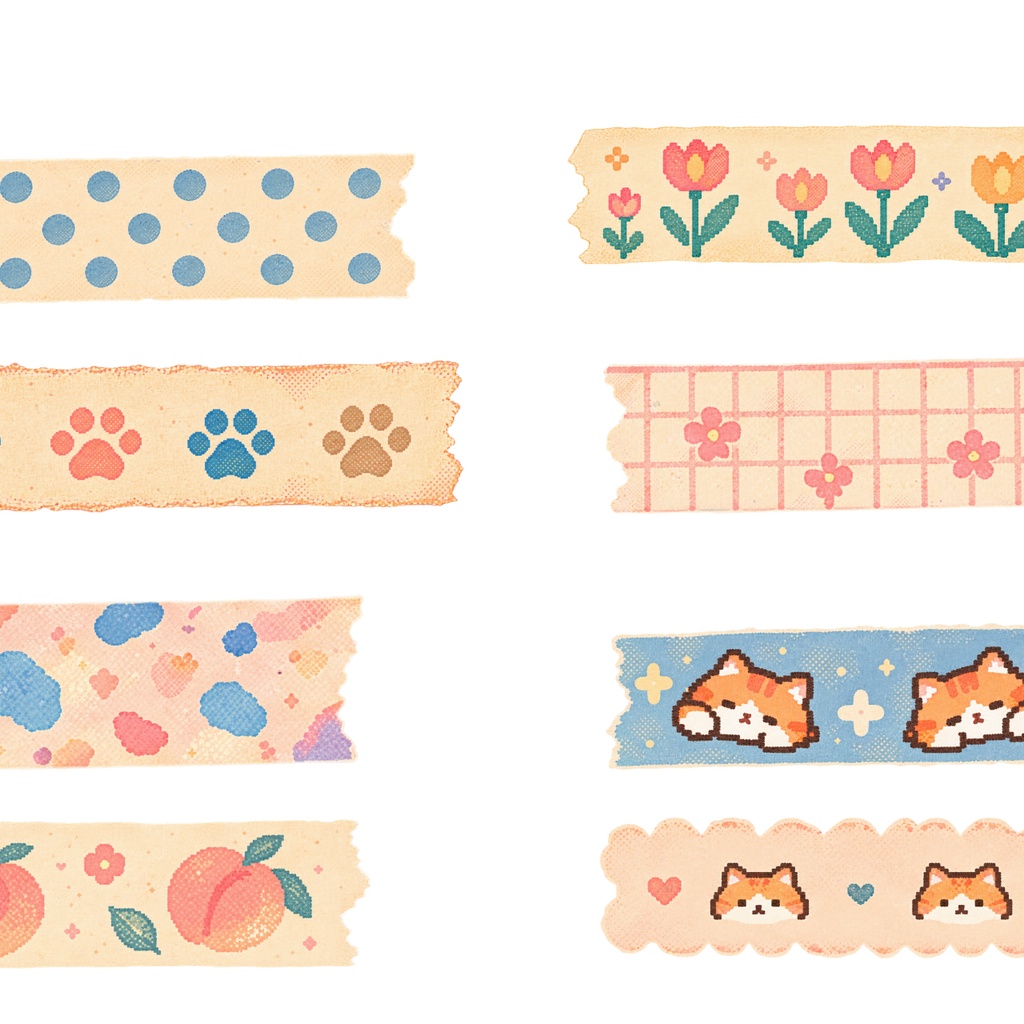【透過PNG】レトロかわいいデジタル付箋素材 25種
