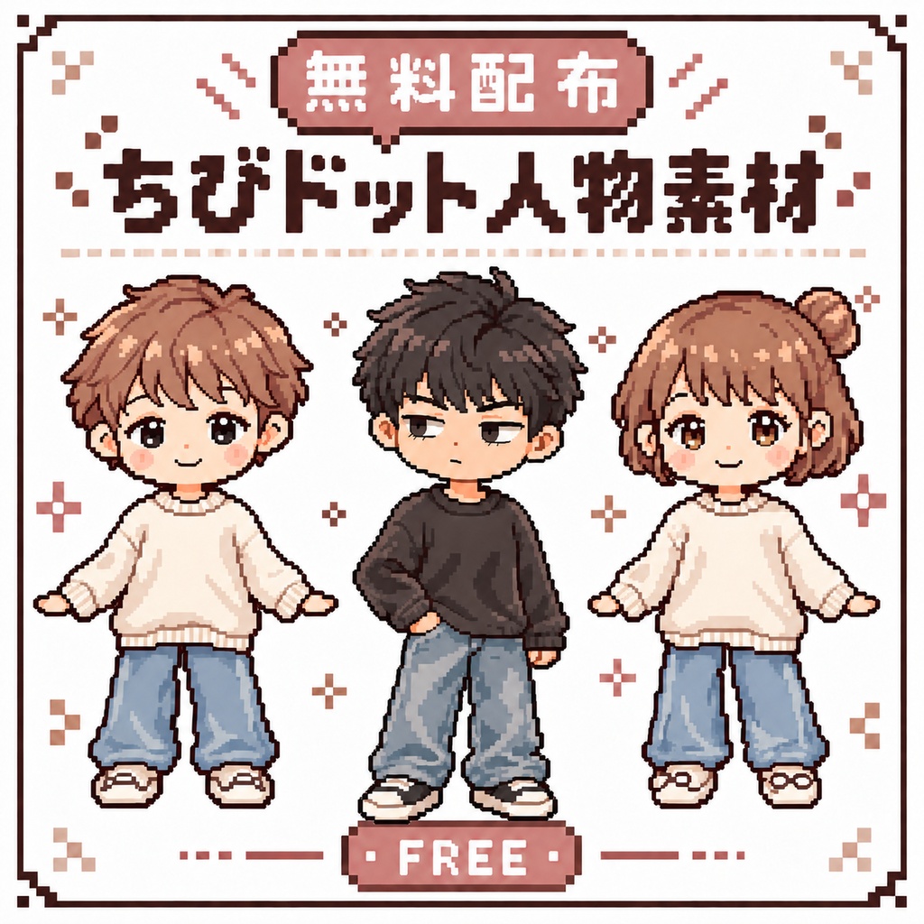 【無料配布／透過PNG】ドットキャラクター｜デジタル素材