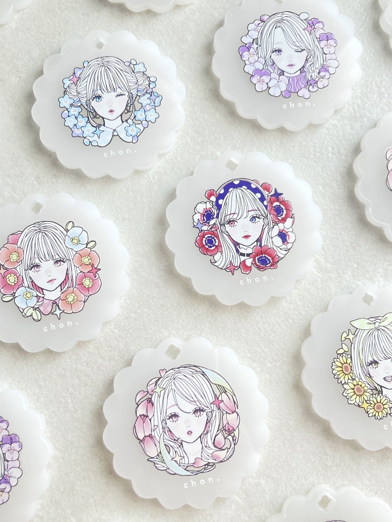 【ランダム6種】お花アクリルキーホルダー