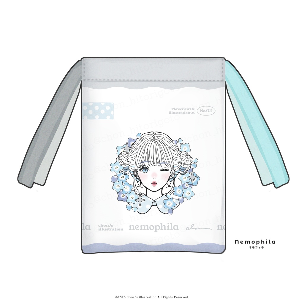 2色ベルベットリボンの巾着ポーチ