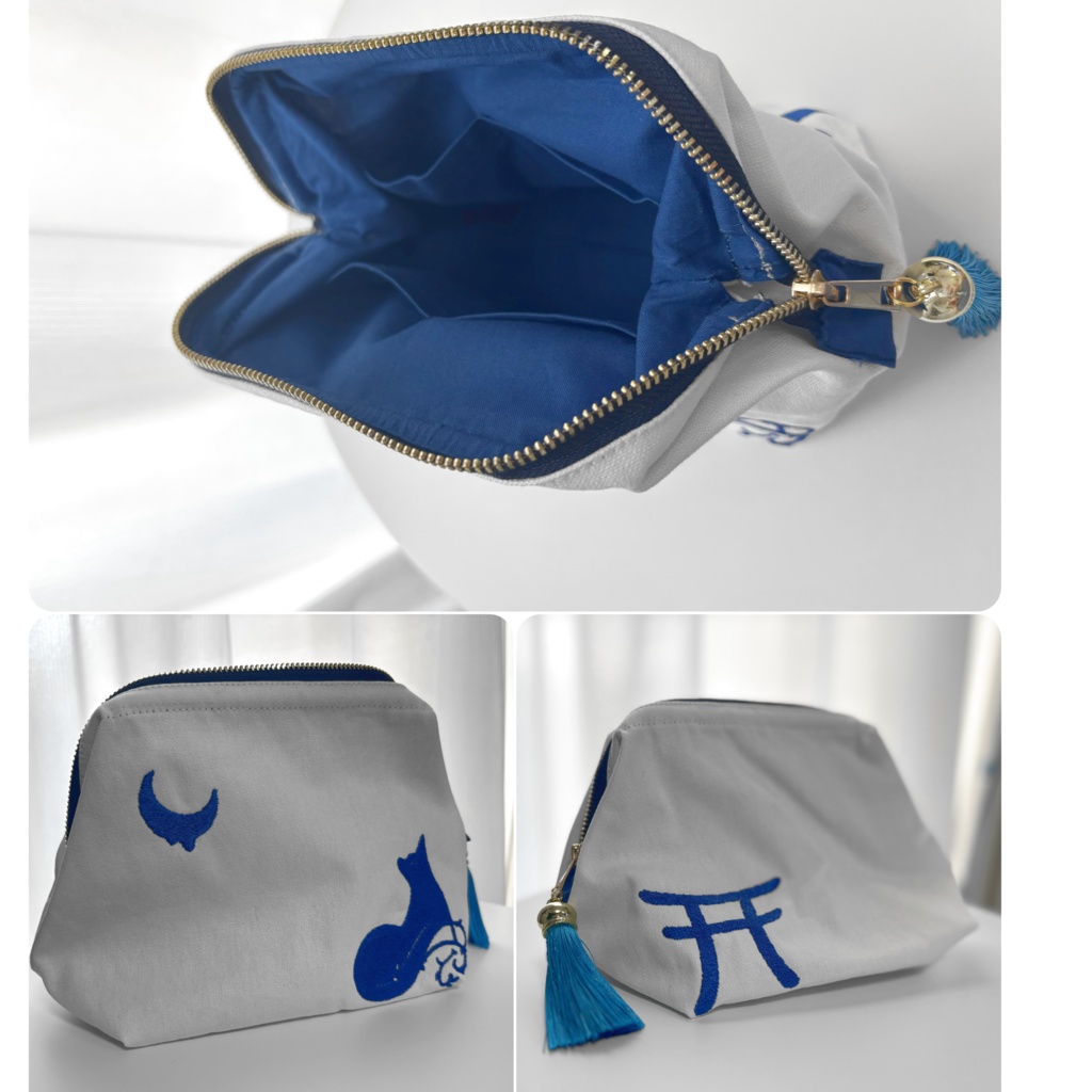 【刺繍入りポーチ】つきみつAoオリジナル