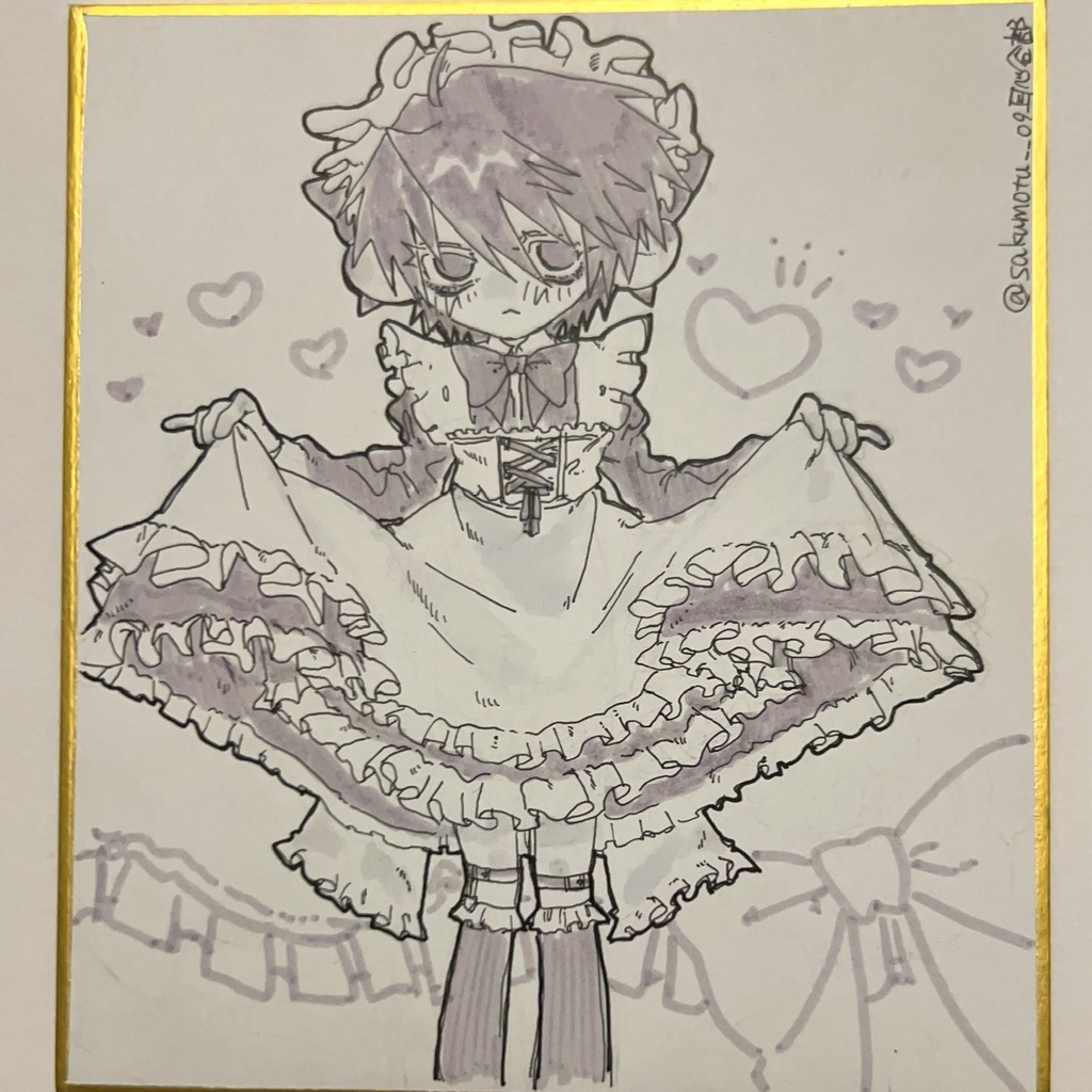 手描き色紙 デフォルメメイド