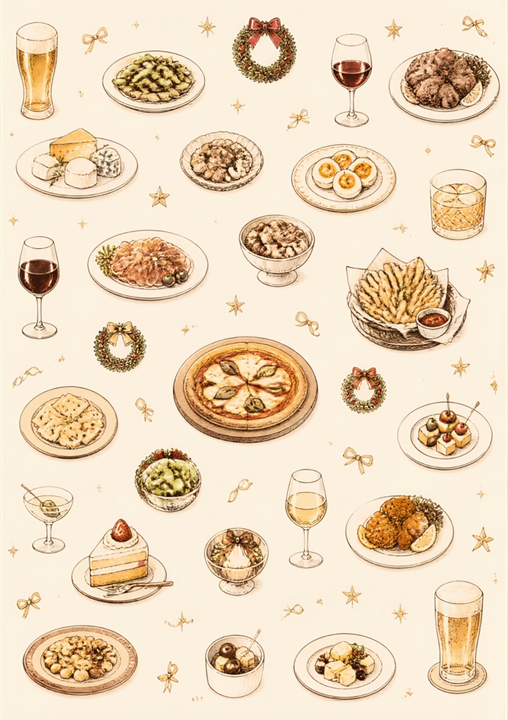 酒好きのためのChristmas DESIGN PAPER|5枚セット