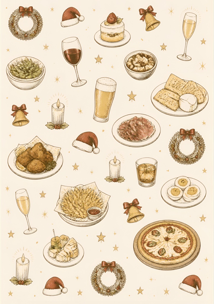 酒好きのためのChristmas DESIGN PAPER|5枚セット
