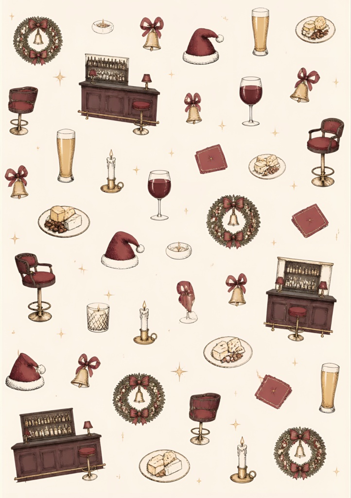 酒好きのためのChristmas DESIGN PAPER|5枚セット