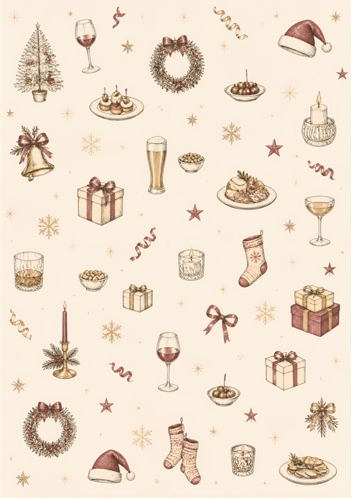 酒好きのためのChristmas DESIGN PAPER|5枚セット