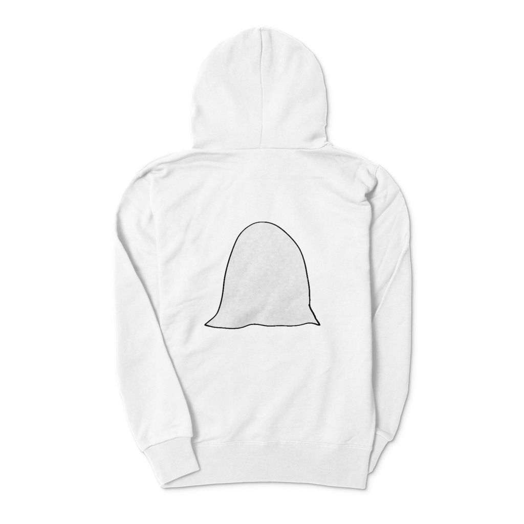 ゆるおばけ ジップパーカー 両面プリント 白