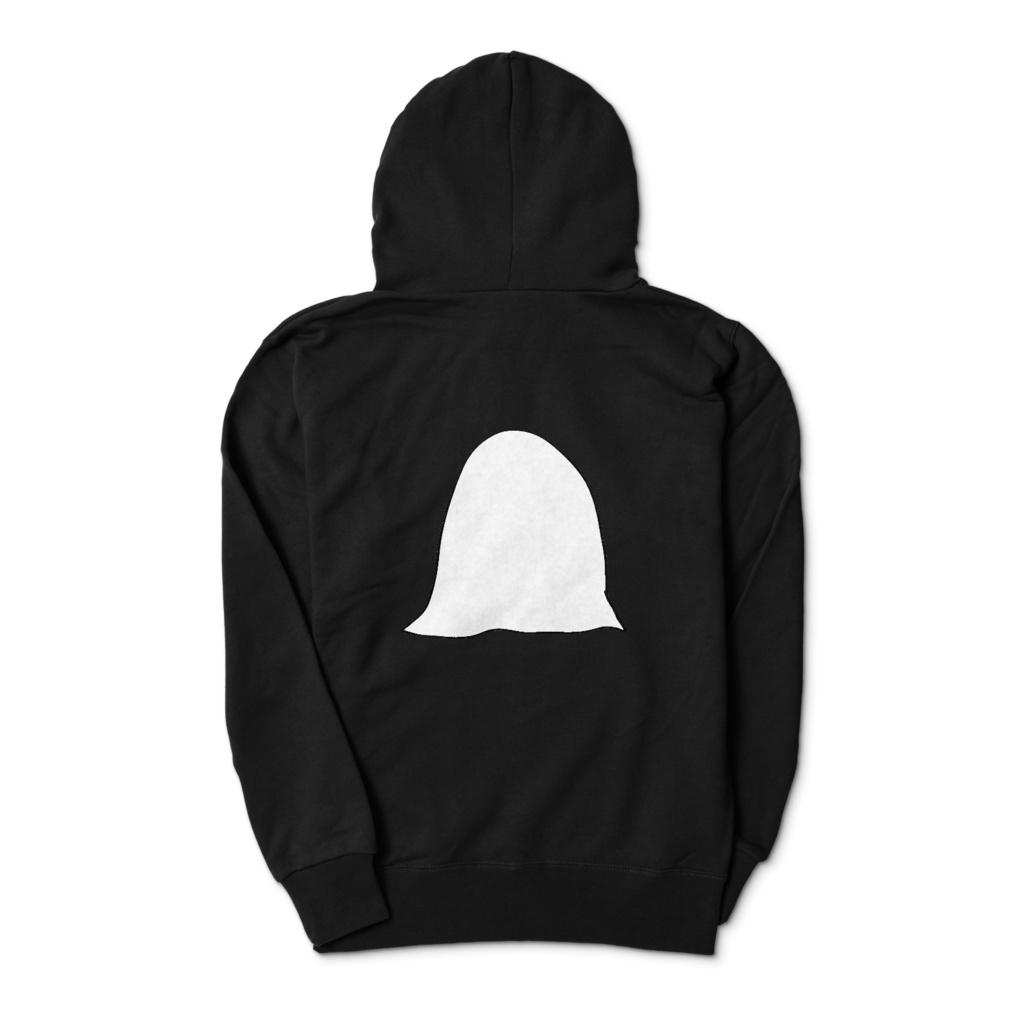 ゆるおばけ ジップパーカー 両面プリント 黒