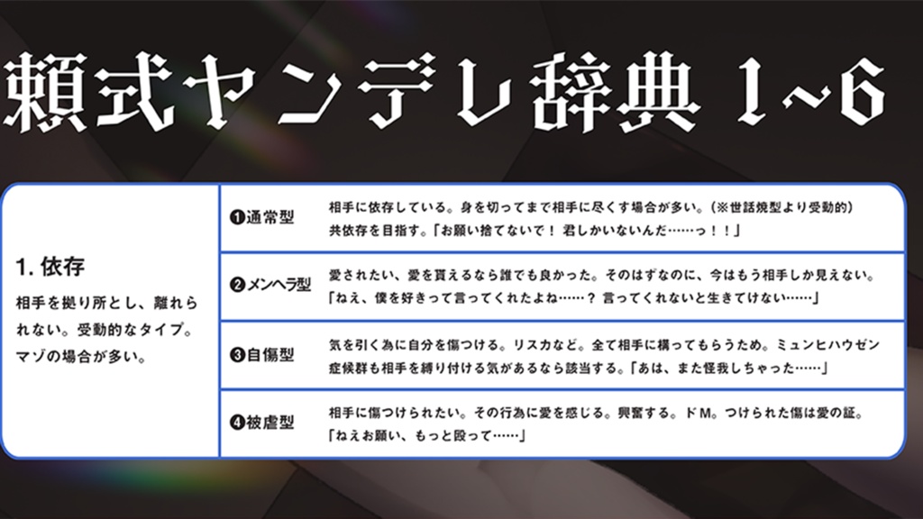 【創作の参考に!】ヤンデレタイプ別分類表