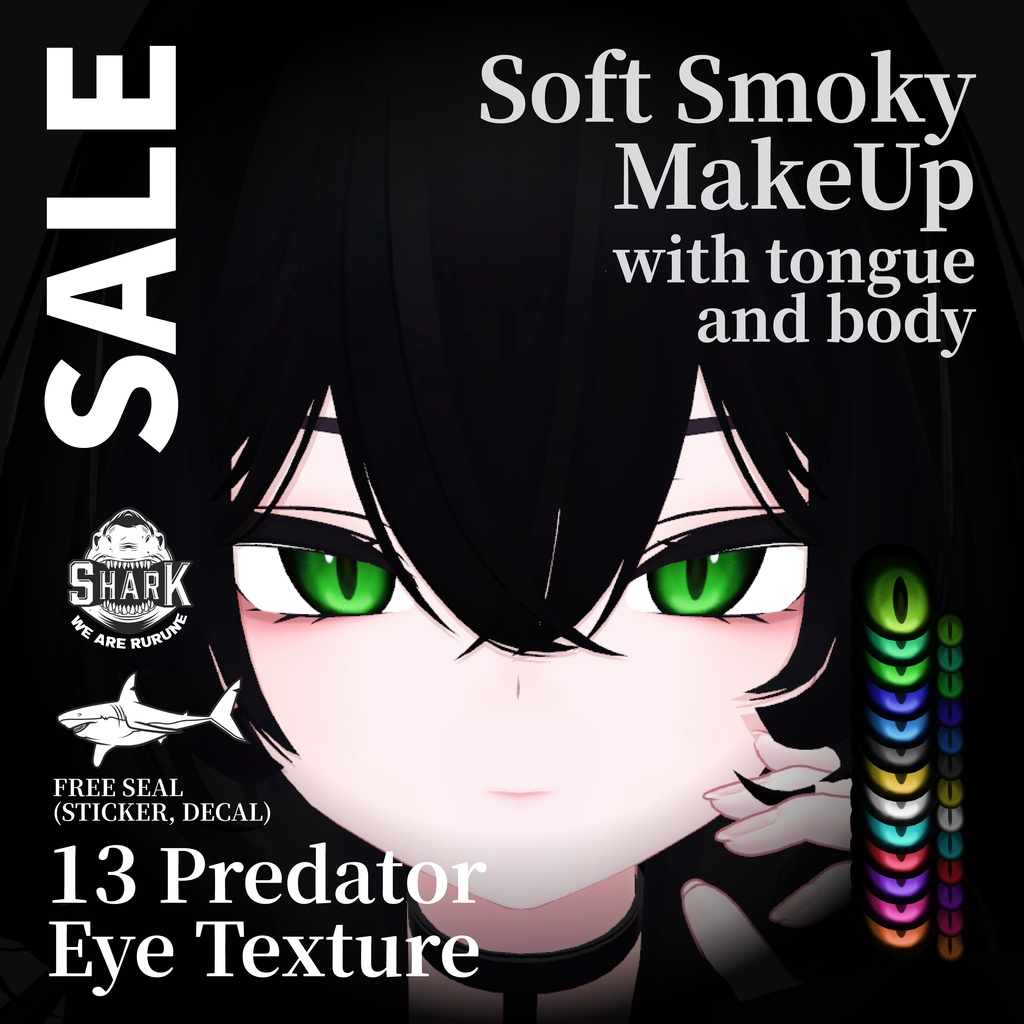 { SALE }「rurune」13 color Predator Eye Texture, Soft Smoky Makeup & Body Texture, Tail Decal