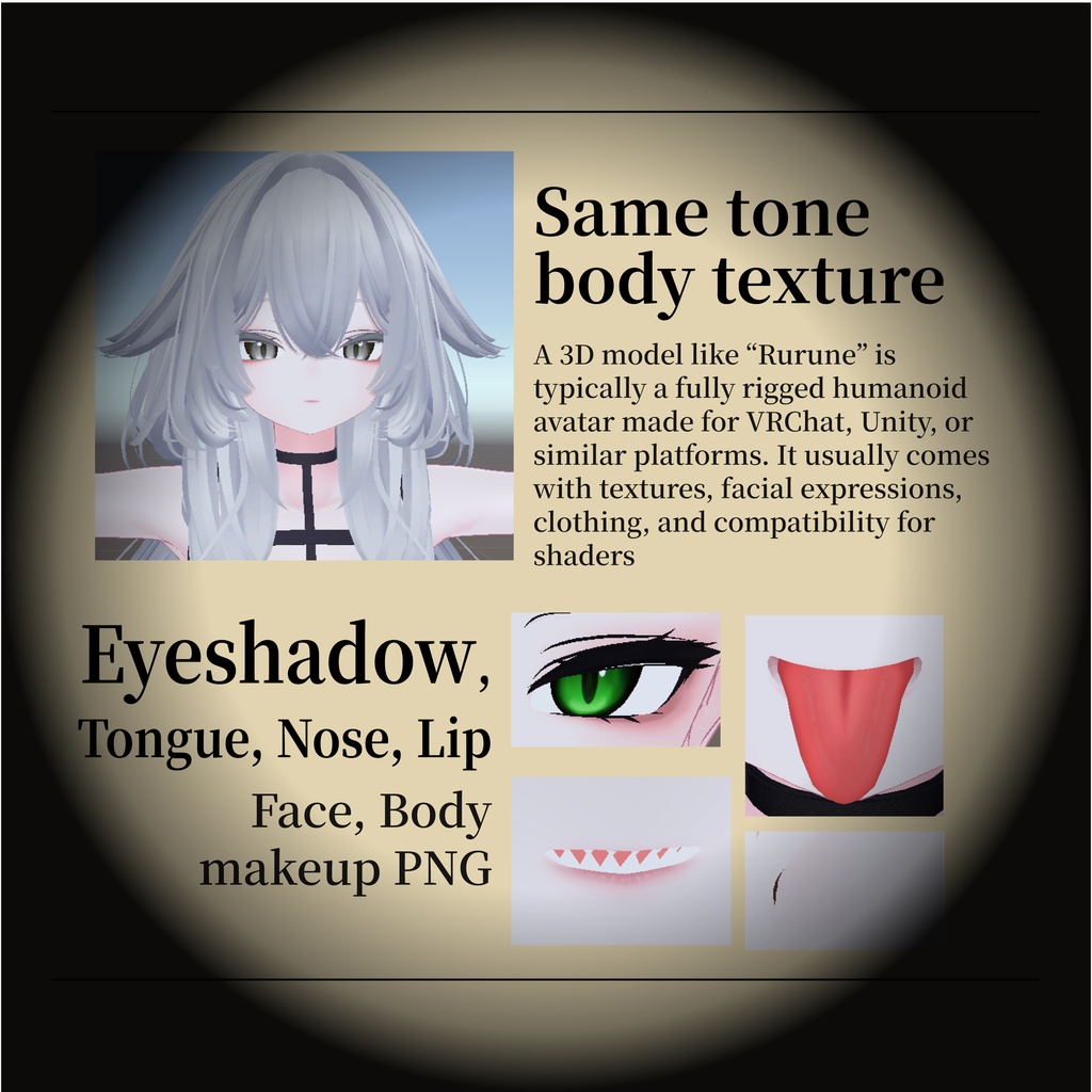 { SALE }「rurune」13 color Predator Eye Texture, Soft Smoky Makeup & Body Texture, Tail Decal