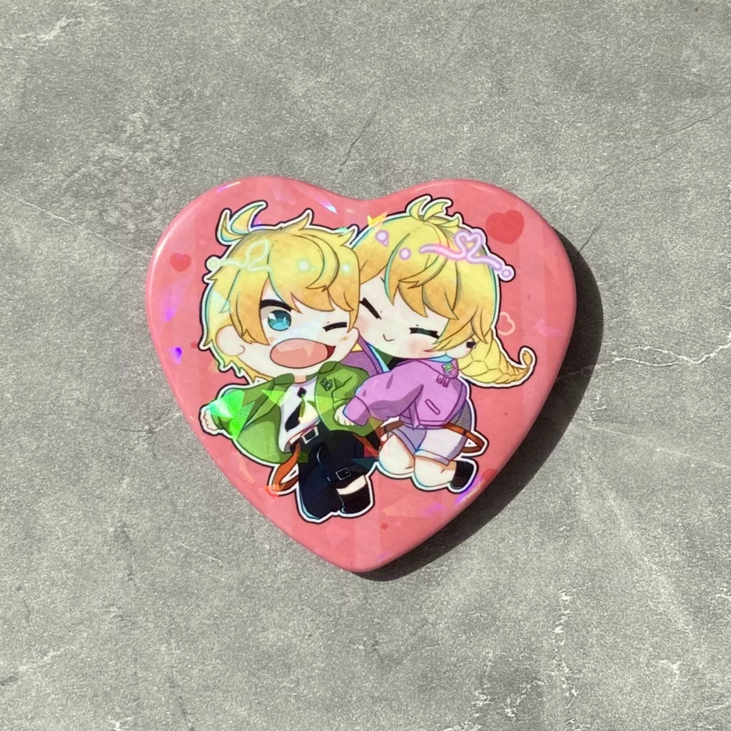 双子ちゃん キラキラハート缶バッジ