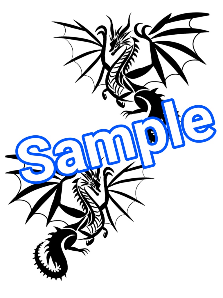 手描きドラゴントライバルロゴ 2枚セット / Hand-Drawn Dragon Tribal Logo [Set of 2]