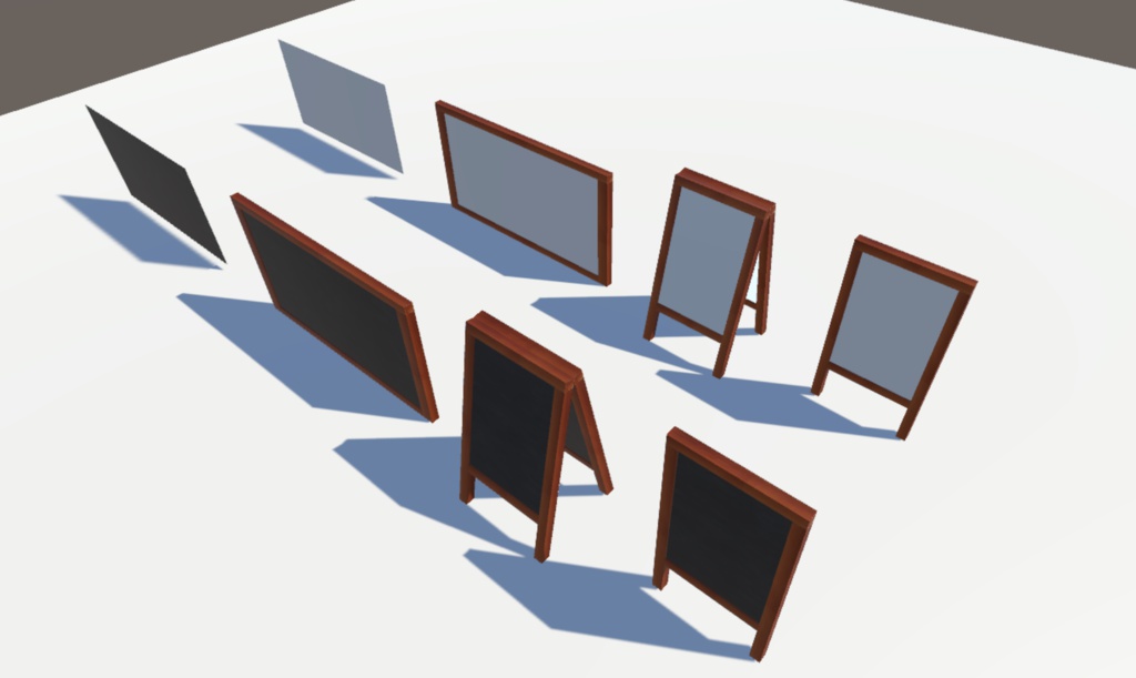 黒板、ホワイトボードのローポリ3Dモデル、ボード描き用UV画像【オリジナル3Dモデル】