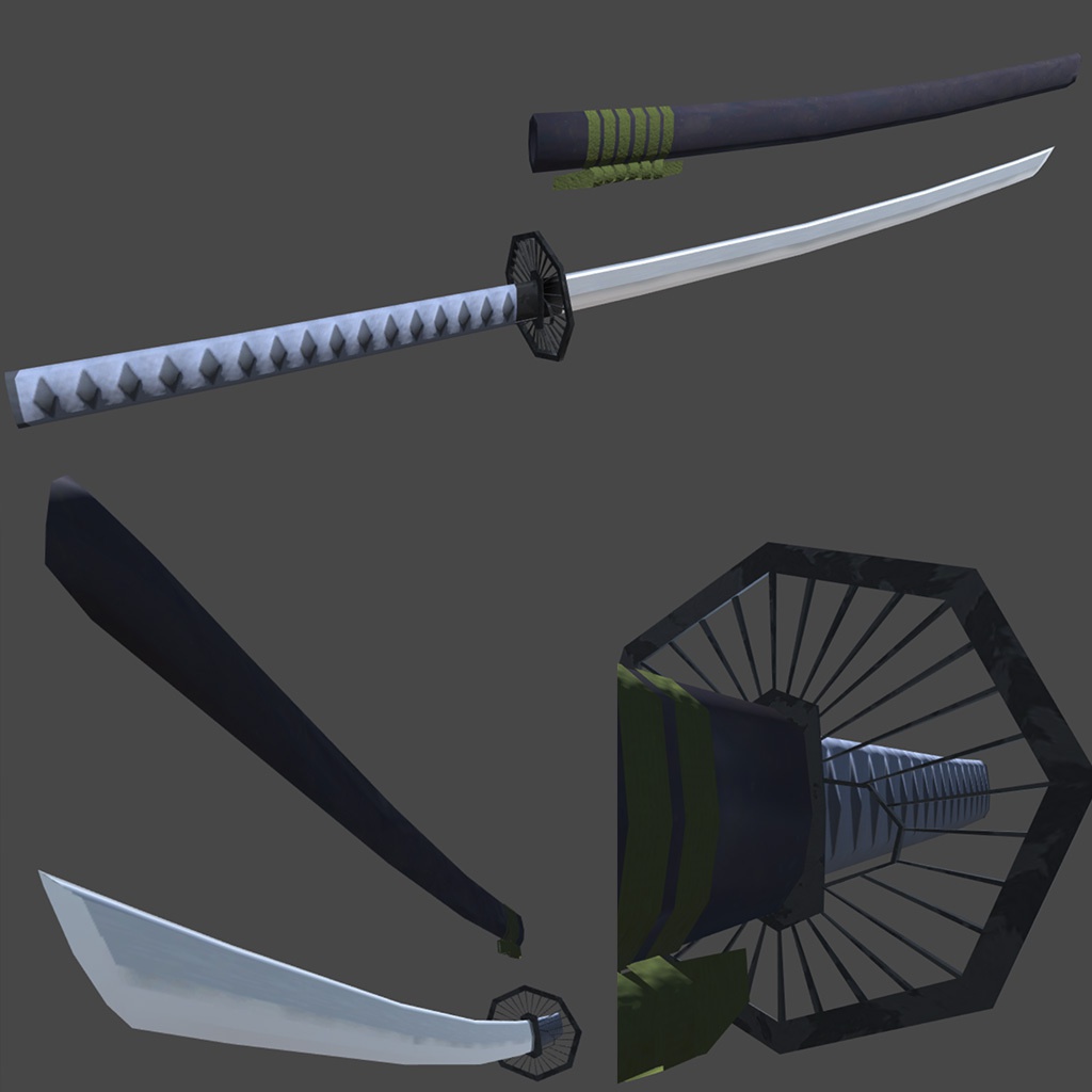 【オリジナル3Dモデル】打刀(合計△1086ポリゴン)