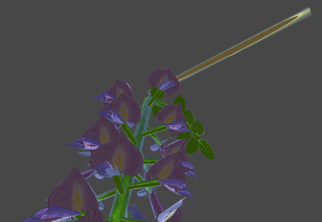 藤のかんざしの3Dモデル(△1058ポリゴン)【VRChat使用可、オリジナル3Dモデル】
