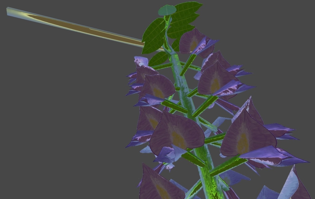 藤のかんざしの3Dモデル(△1058ポリゴン)【VRChat使用可、オリジナル3Dモデル】