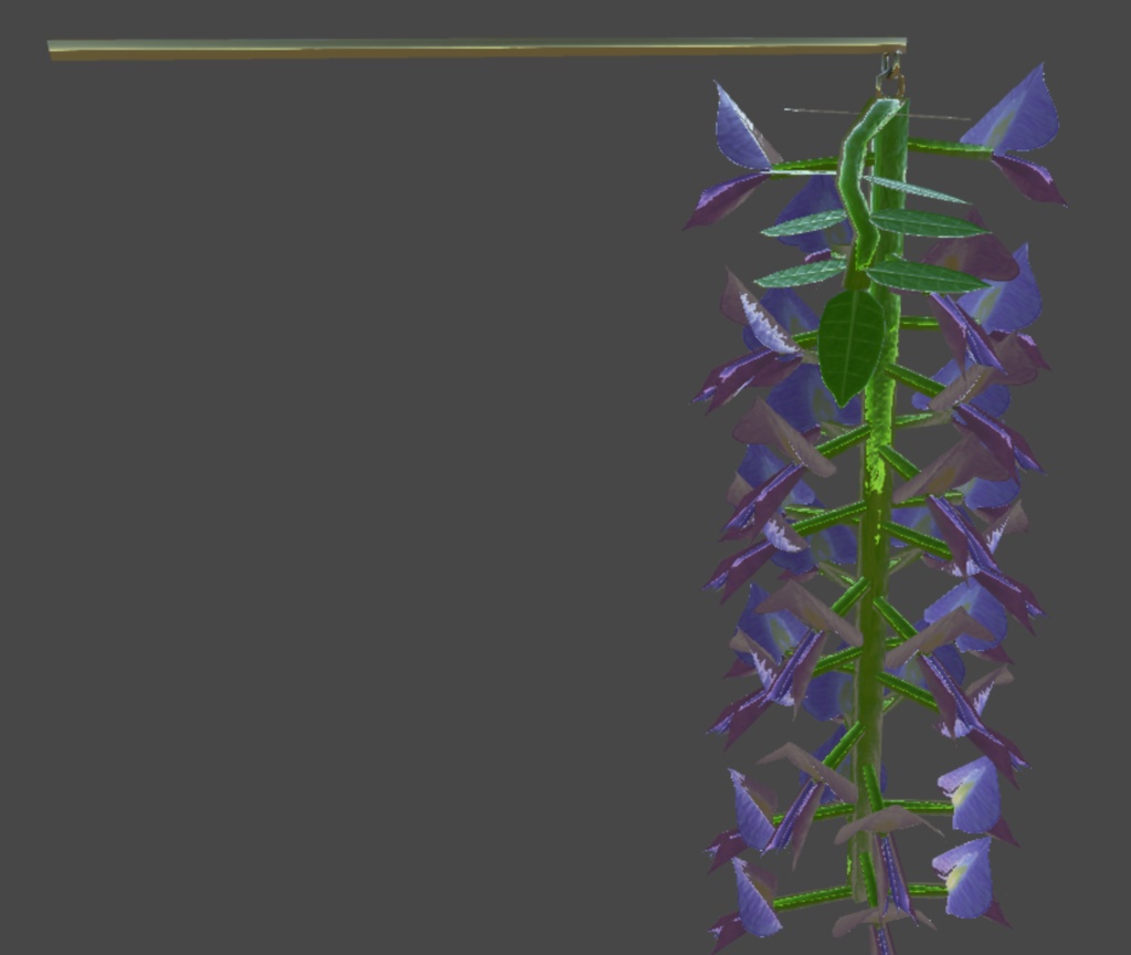 藤のかんざしの3Dモデル(△1058ポリゴン)【VRChat使用可、オリジナル3Dモデル】