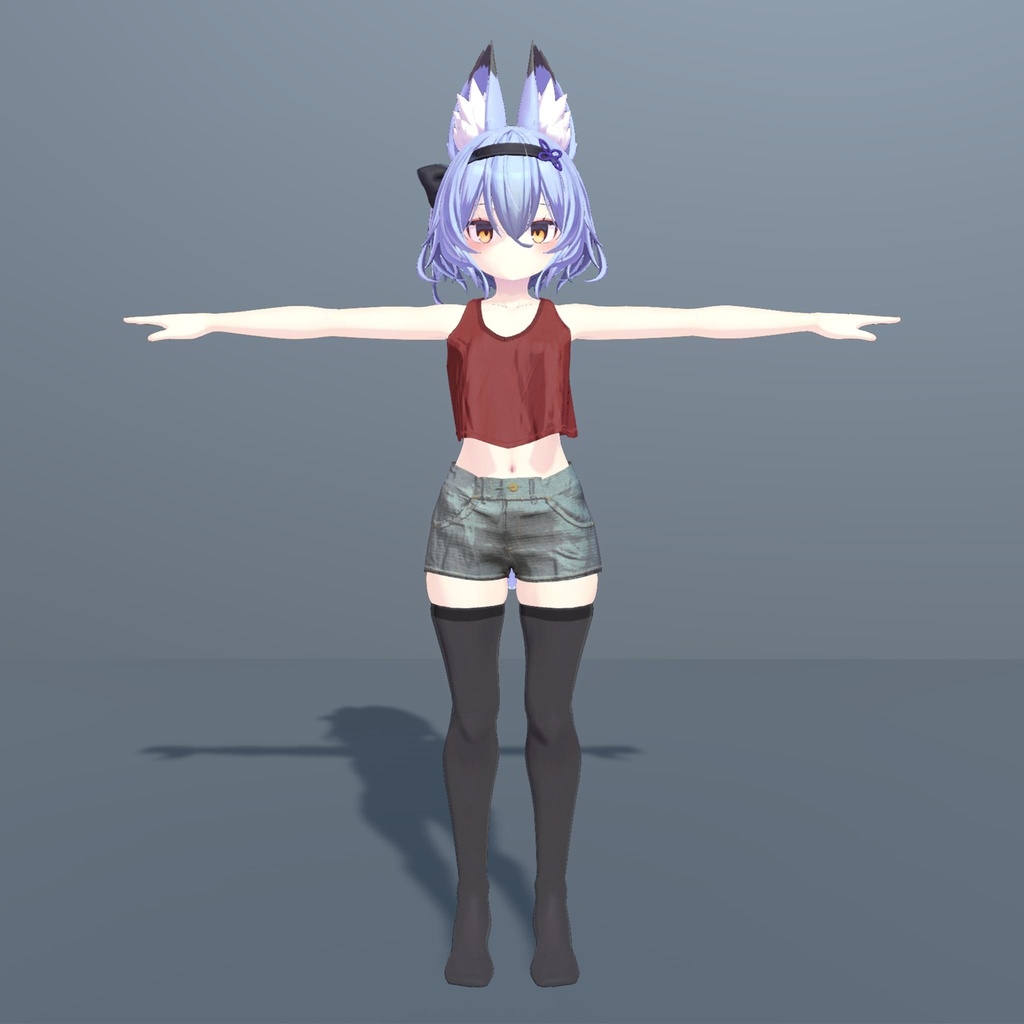 幽狐さん用着せ替え衣装 ノースリーブシャツ、ショートパンツ