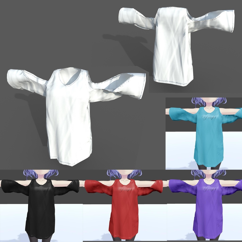 幽狐さん用衣装モデル オフショルダードレス(シャツ)