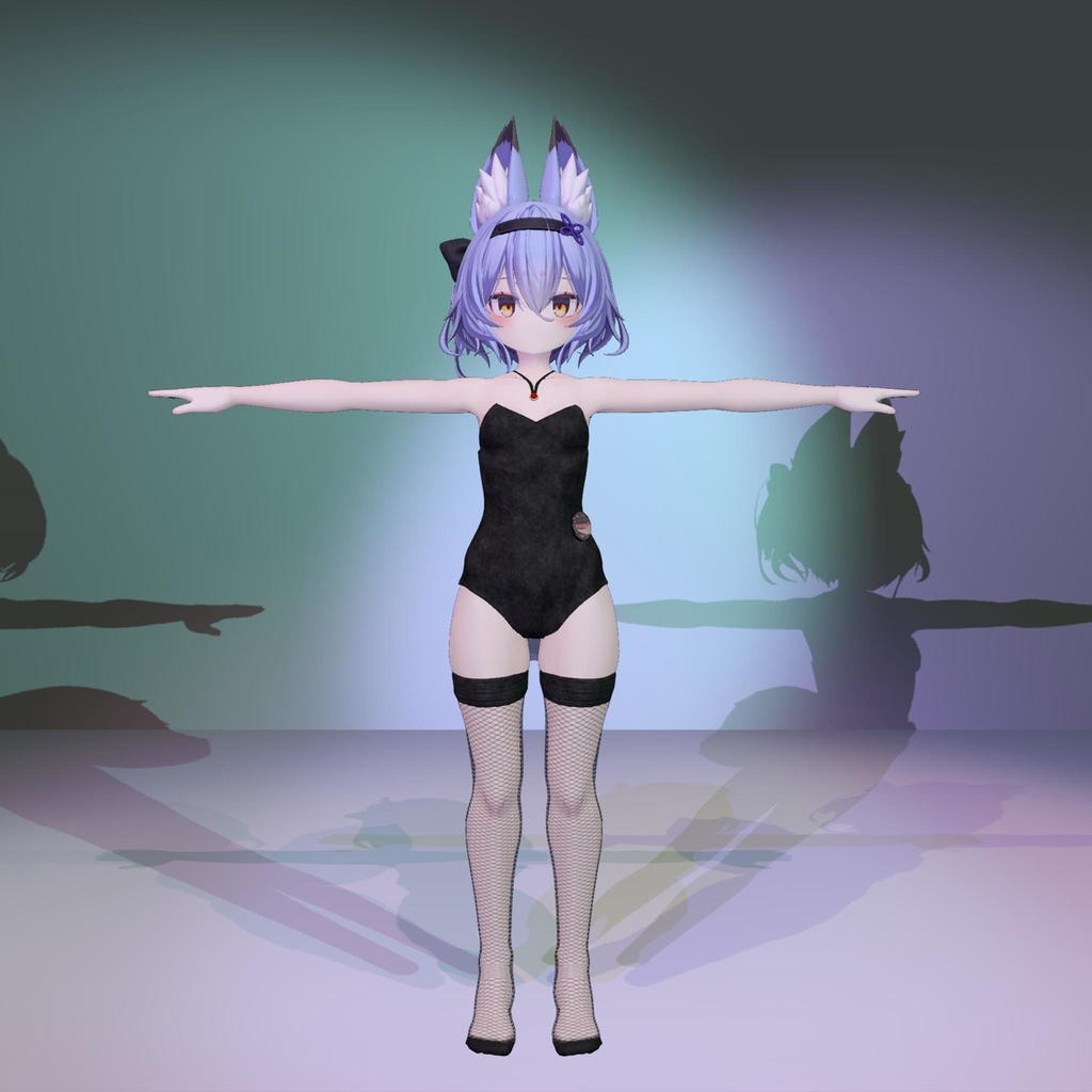 幽狐さん用衣装モデル、バニースーツ、ニーハイ網タイツ、ネックレス