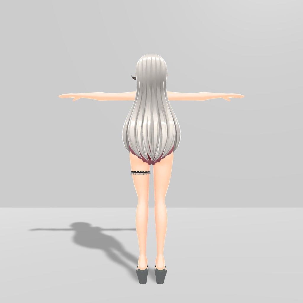 シルヴィアちゃん用着せ替え衣装 水着2種、ガーターリング、厚底ビーチサンダル、足モデル、水着用肌テクスチャ入り