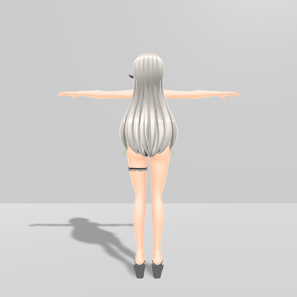 シルヴィアちゃん用着せ替え衣装 水着2種、ガーターリング、厚底ビーチサンダル、足モデル、水着用肌テクスチャ入り