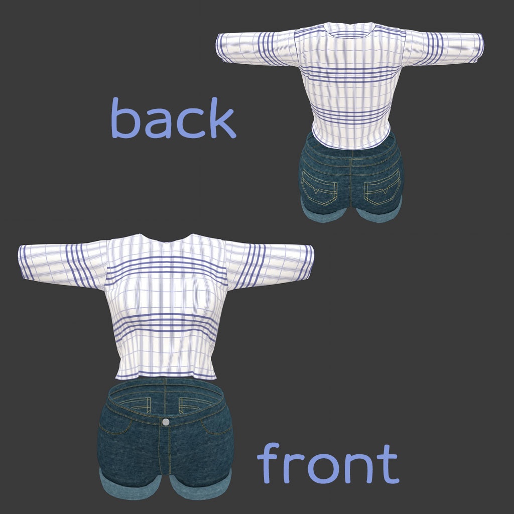 リアアリス(RearAlice)用衣装 ボーイッシュスタイル(Tシャツ、ミニデニムショートパンツ)