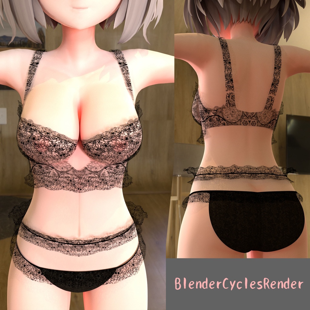 たわわ胸キッシュ素体対応衣装、レースランジェリー